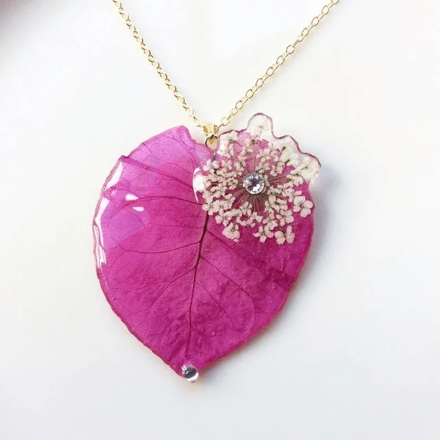 Resin Real Flower Pendant Bright Pink Bougainvillea Luxury Edition by Bli • Bling On- Resin-Real-Flower-Pendant--Bright-Pink-Bougainvillea-Luxury-Edition-by